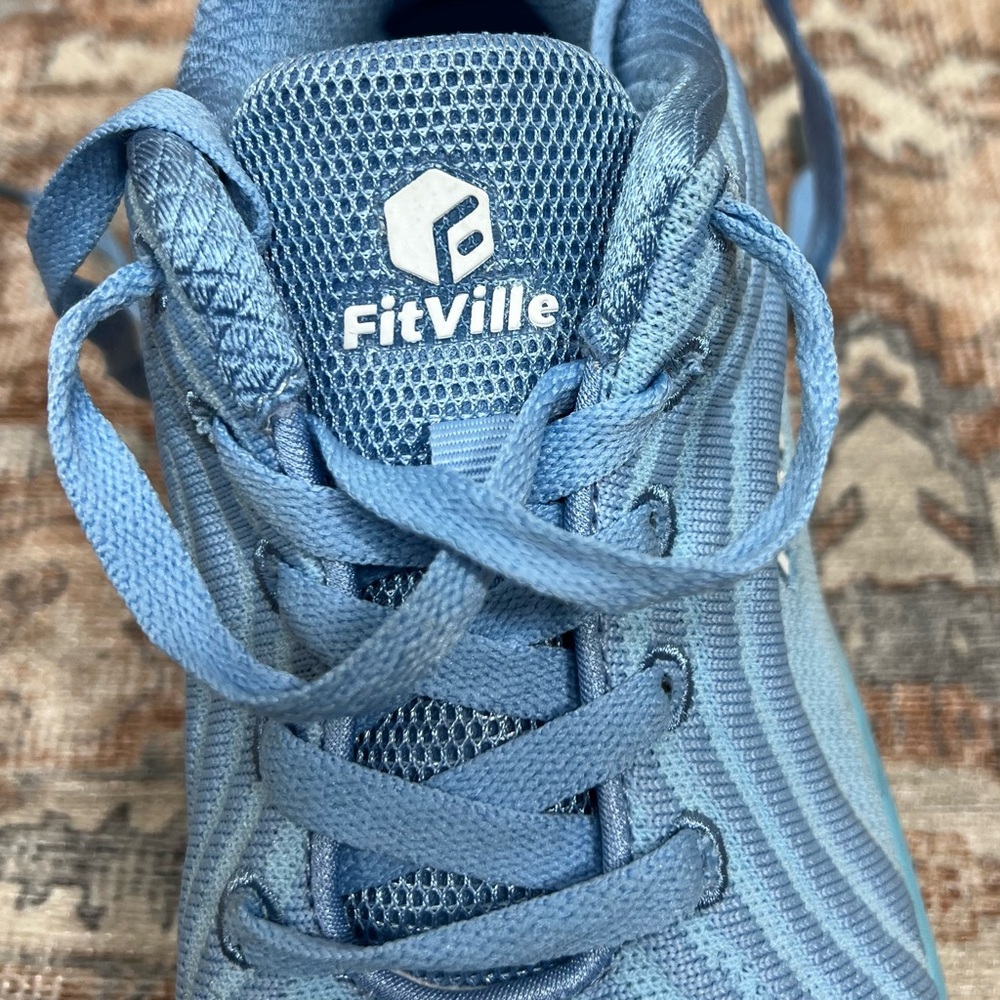 Fitville Running Shoes Women 7M Wide Width FlowCore V2 Sky Blue Knit Heel Arch - Picture 13 of 13